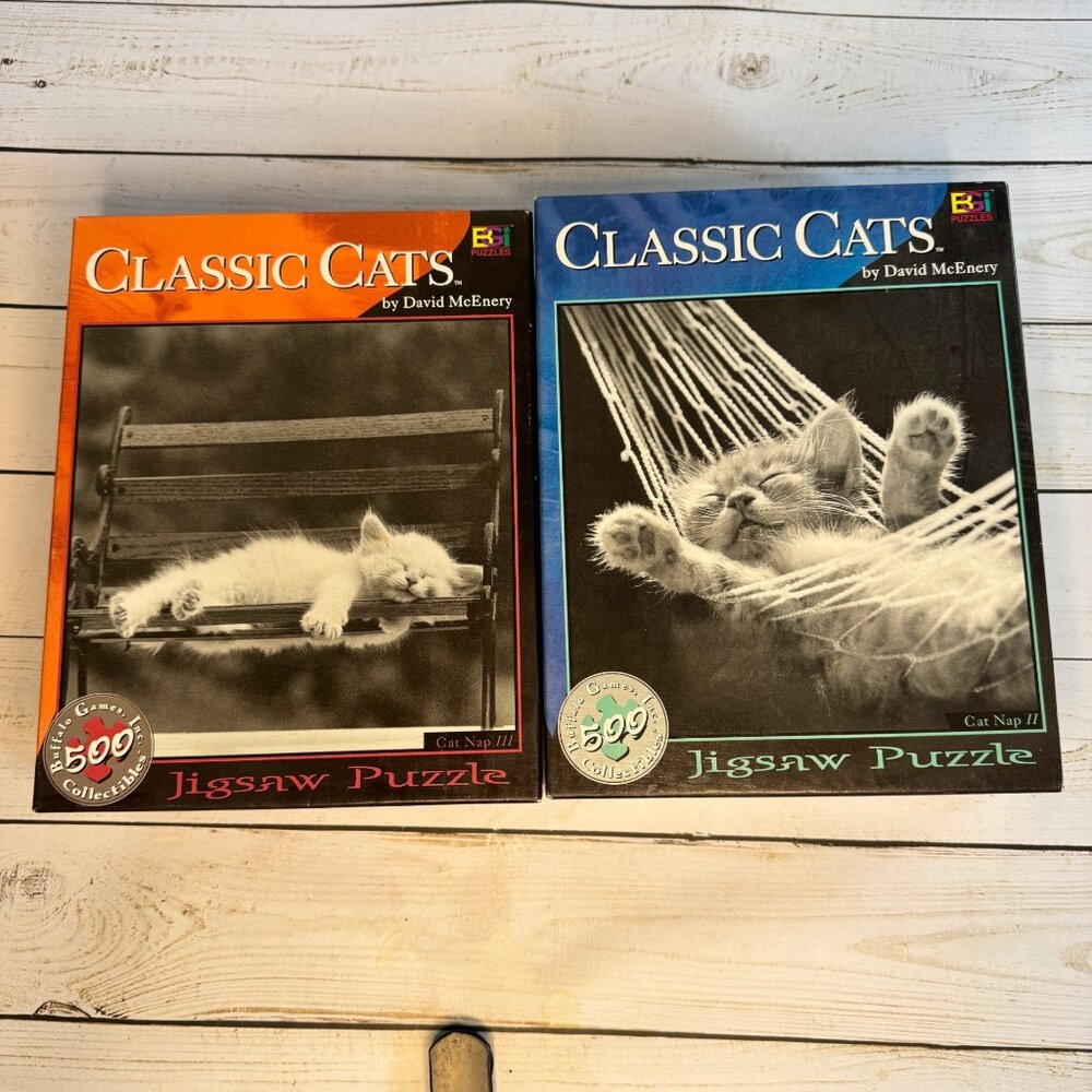 Classic Cats Cat Nap‎ II & III Buffalo Games 500 Pc Puzzle Lot David McEnery